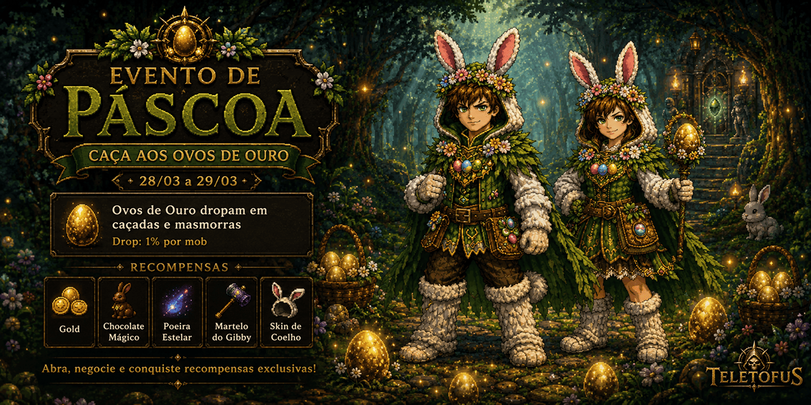 EVENTO DE PÁSCOA — CAÇA AOS OVOS DE OURO (Teletofus) 🐰✨